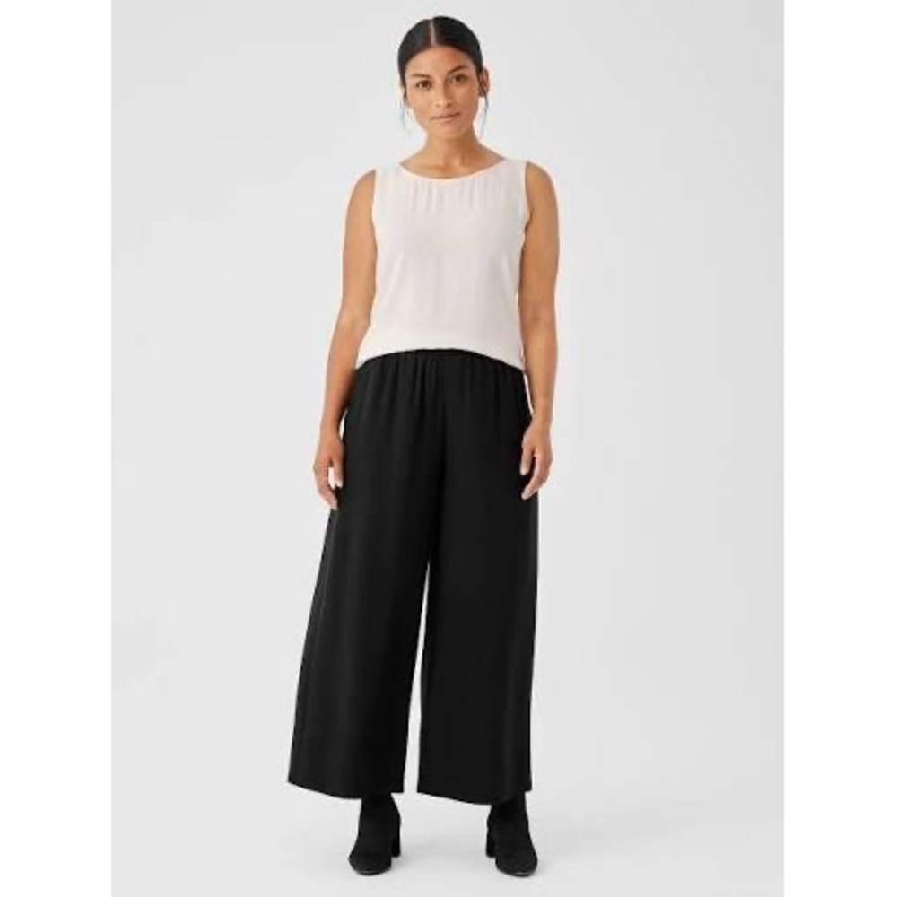 Eileen Fisher 100% Silk Pull On Wide Leg Pants Capsule Minimalist Womens XL